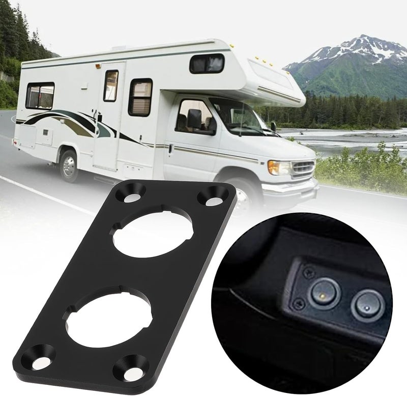 Briny River 2X Car Double Hole Round Switch Panel Aluminum Alloy 73x35x2.5mm for Car Truck Boat RV with Screws - Image 3